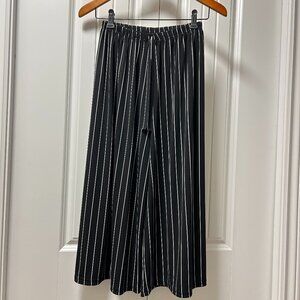 Vintage Elastic Waist Pants Black and White Stripes